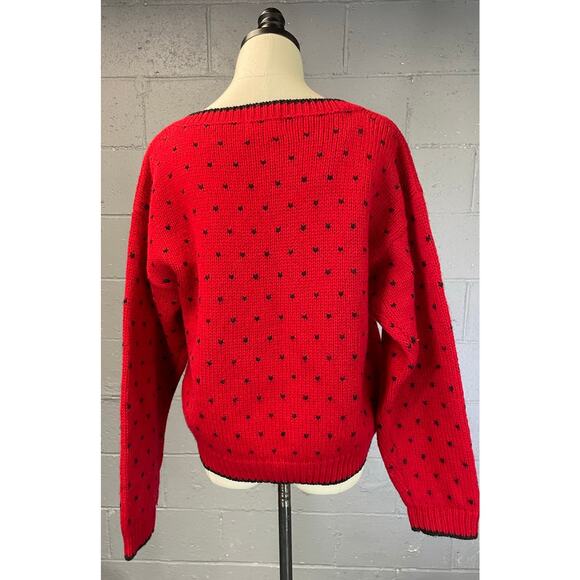 Vintage Woolrich Sheep Moon Novelty Knit Wool Sweater Red Black Medium Large - Picture 8 of 13